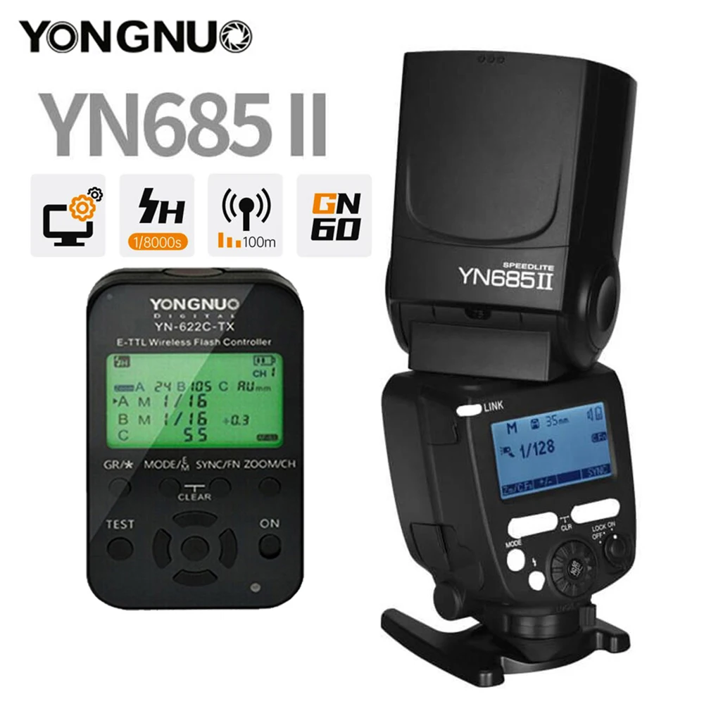 

YONGNUO YN685 II TTL HSS Speedlite 2.4G GN60 Wireless 1/8000s Flash YN685C II for Canon 5DIV 5DIII 5DII 650D 6D 7DII YN622C-TX