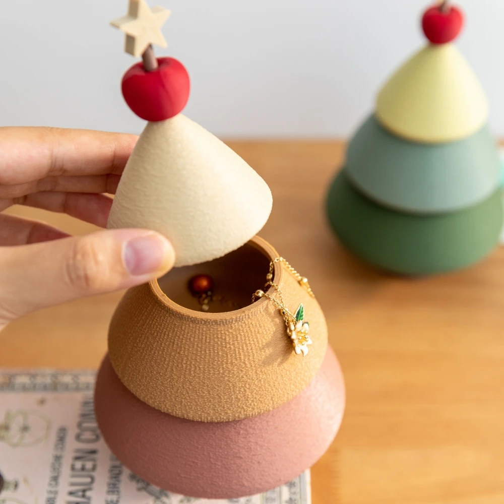 Christmas Tree Jewelry Box Trinket Storage Box Holiday Home Room Bathroom Desk Ornaments Jewelry Case Birthday Gifts for Women