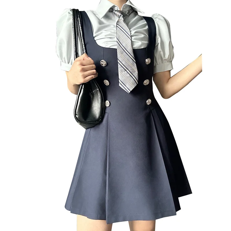 2025 nuova corea giappone jk uniforme stile college dolce moda donna camicetta a maniche corte/lunghe set nuovo set jk in due pezzi