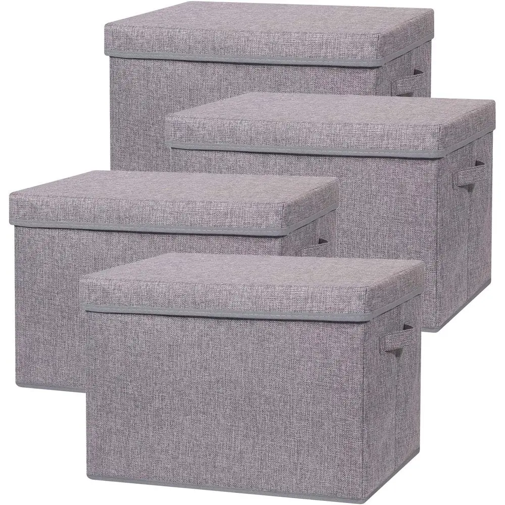 

Collapsible Fabric Storage Cubes with Lids - 4 Pack for Clothes, Closet, Bedroom Organization