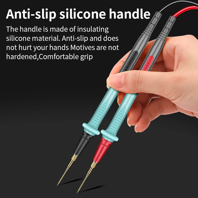Imagem -04 - Luxianzi Caneta Multímetro de Conjunto de Pontas de Teste de Silicone Sonda Banhada a Ouro Substituível de 0.1 mm para Multímetro Digital Aço Inoxidável
