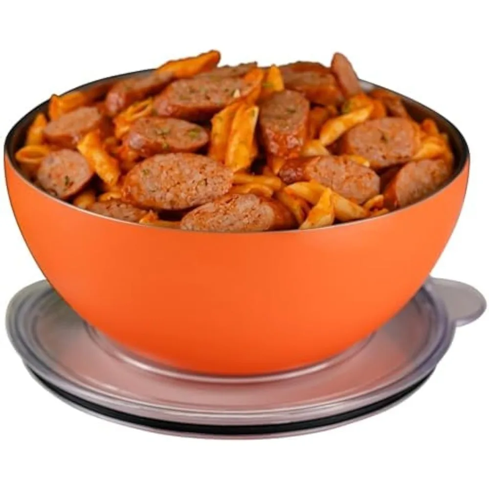 

served Large Insulated Serving Bowl with Lid - Double-Walled Stainless Steel Bowl for Hot & Cold Food - Vacuum Insulated