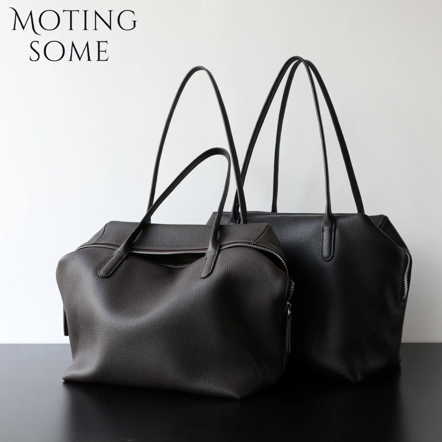 Motingsome Genuine Leather Bag Woman Luxury Designer Bags Niche Cowhide Underarm Bowling Tote Minimalist Shoulder Handbag 2025