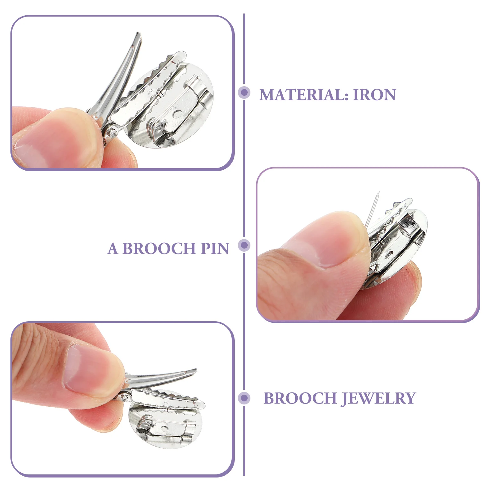 

100Pcs Brooch Making Base Iron Practical DIY Brooch Crafts Safety Pin Badge Making Tray Breastpin DIY Tray Safety Breastpin Base