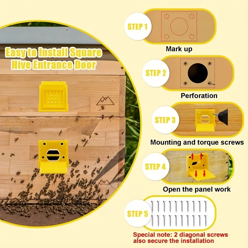 2pcs plastic bee hive entrance(2A green one+3yellow) Beehive ventilation anti-escape panel Universal Beekeeping Accessories