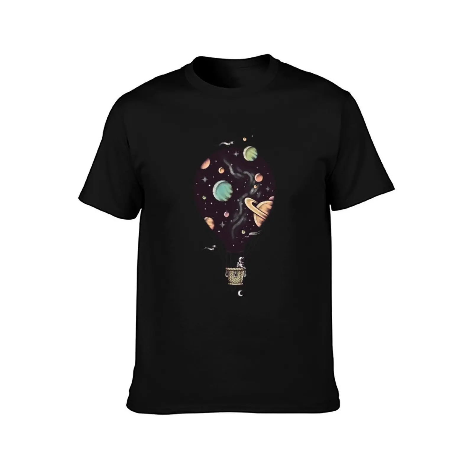 Interstellar Journey T-Shirt, Summer Casual Cotton Tee, Oversized Streetwear Tops, Vintage Graphic Print, Loose Fit Short Sleeve
