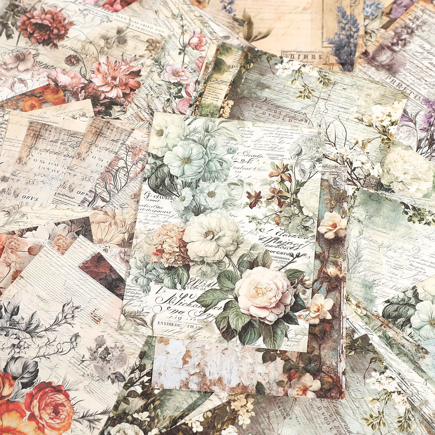Mr.Paper 5Packs Vintage Romantic Floral Background Paper Cards DIY Base Decor for Journal Photo Frame Scrapbook Collage