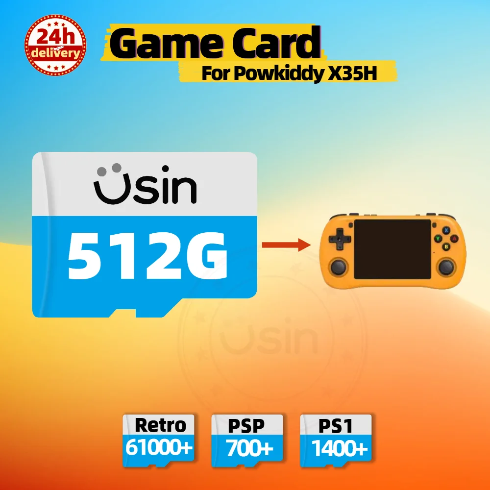 Game Card For Powkiddy X35H Plug&Play Pre-install Retro Games SD portable Console Gaming Memory TF 1T 512G 256G 128G