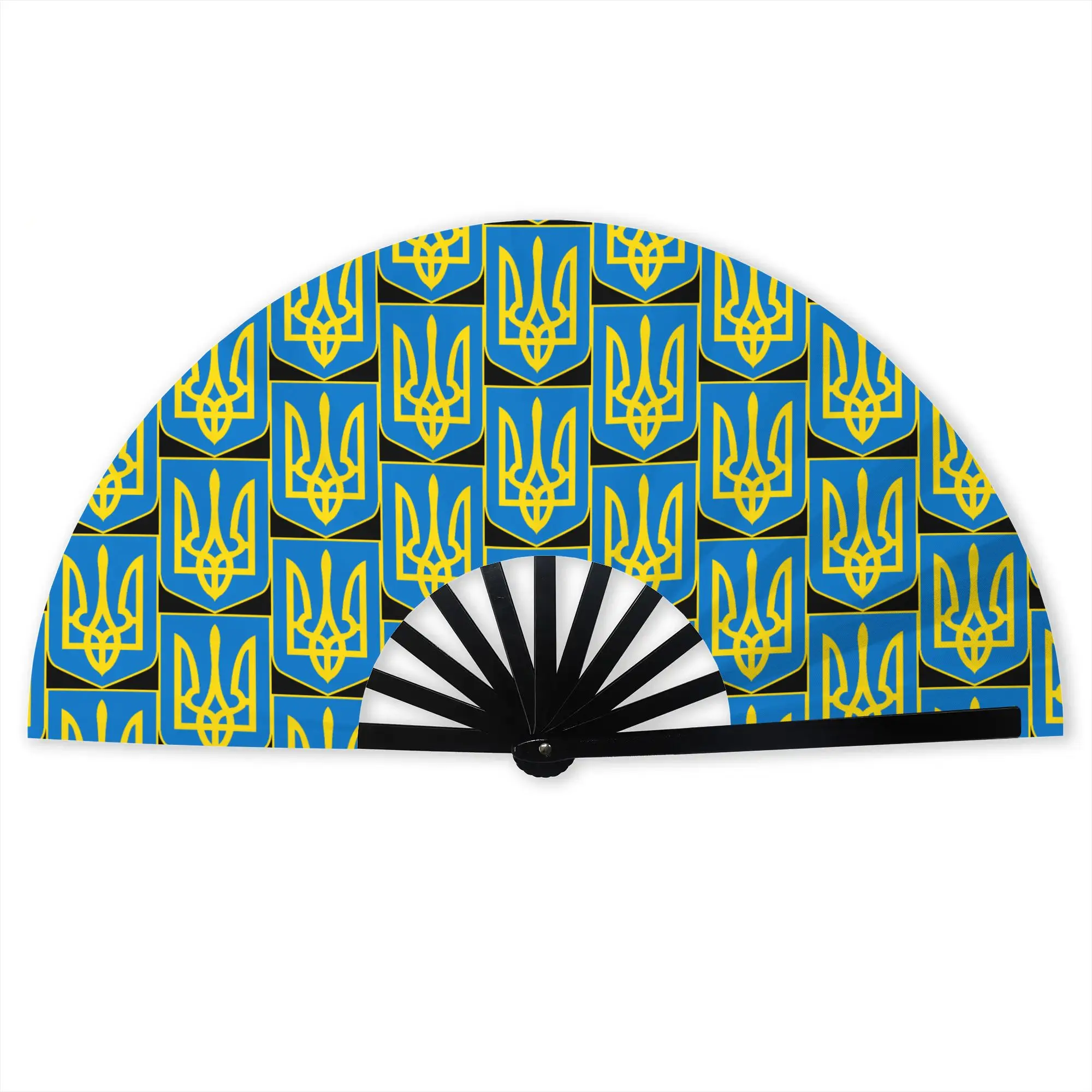 Customized Flag Of Ukraine Portable Pocket Fan Outdoor Ukrainian Heart Polyester Folding Fan Chinese Dance Handheld Cooling Fans