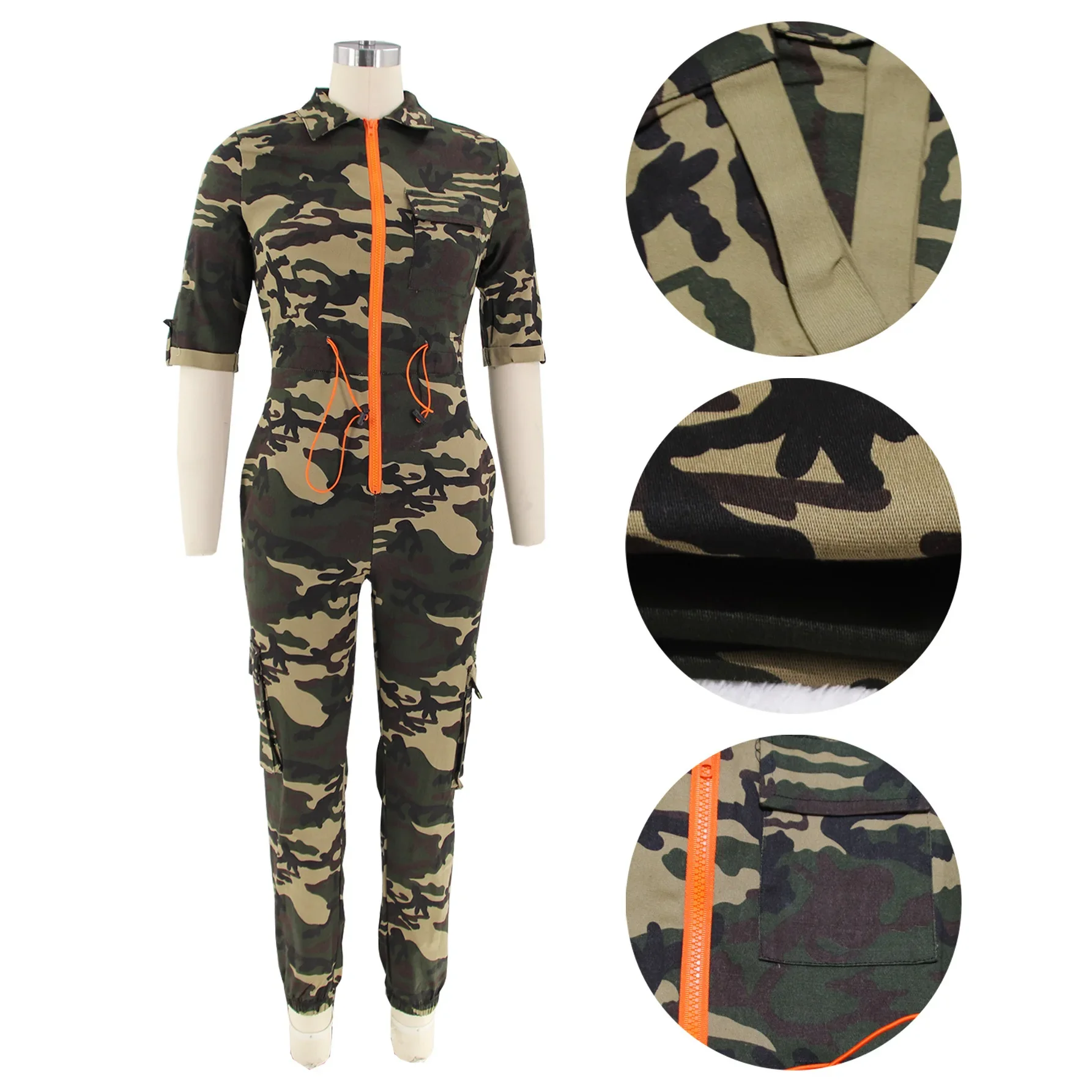 M3014 Mono vaquero de camuflaje con cintura tipo cárdigan a la moda