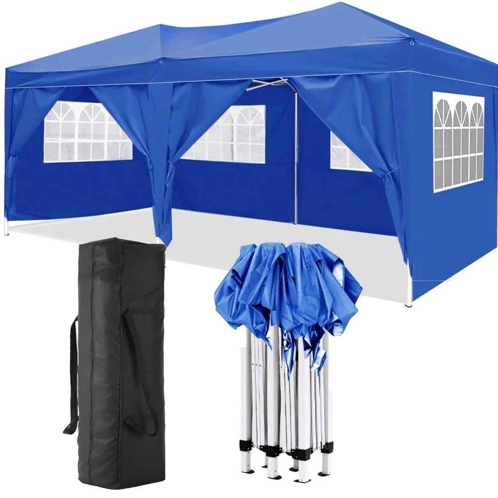 10'x20' Pop Up Canopy Tent With 6 Sidewalls Waterproof Outdoor Event Shelter Gazebo Sun Shade For Parties Camping Commercial