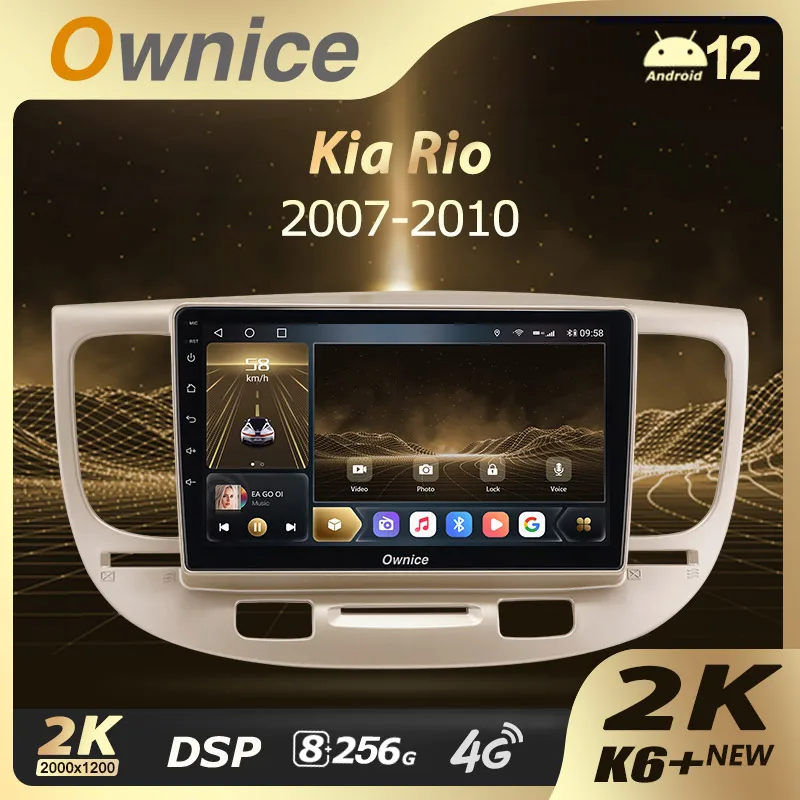 Ownice K6+ 2K For Kia RIO 2 RIO2 2005 - 2011 Car Radio Navigation Video Stereo Multimedia Player GPS Android12 Infotainment DVD