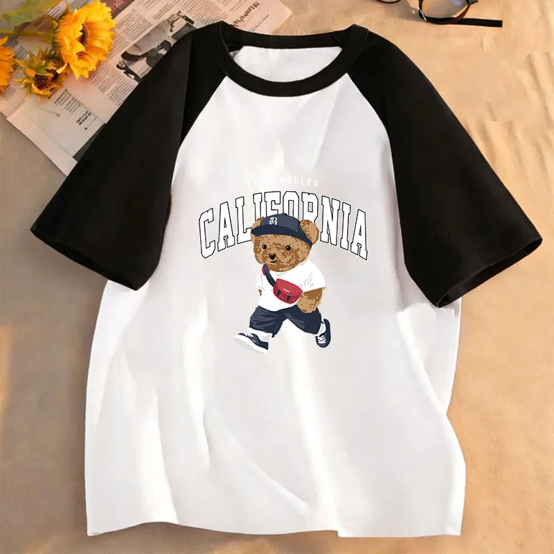 Fashion Los Angeles California Bear Graphic T-Shirt T Shirt Boys Summer Clothes Short Sleeve Tops T-Shirts Cute Girls Clothing
