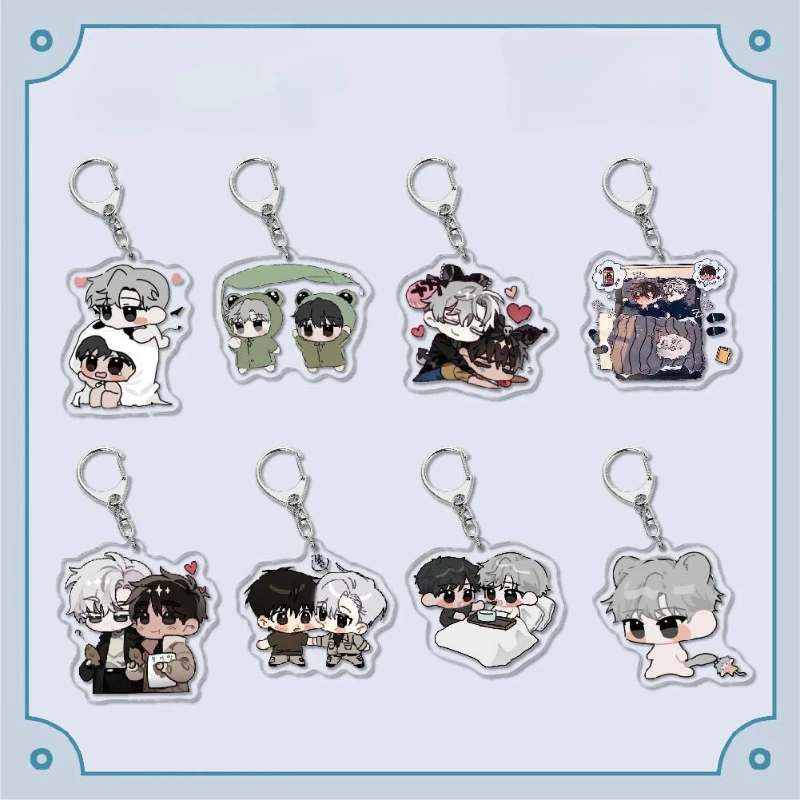 Anime Character Acrylic Keychain Bag Charm Comic Backpack Ornament Man Couple Keyring Decoration Pendant Jewelry Accessories