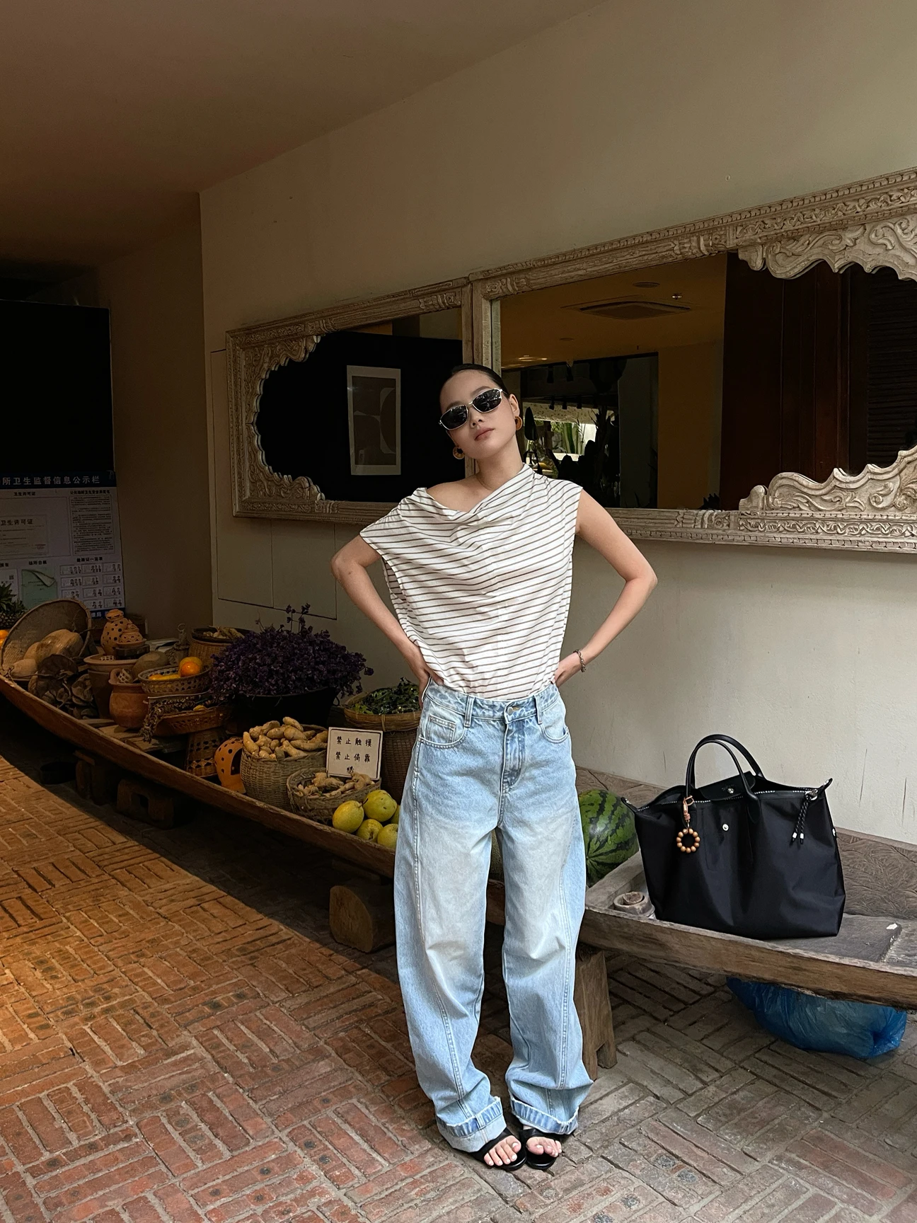 

Minimalist Retro Hong Kong Style Wide Leg Jeans Casual Loose Straight Long Pants High Waist Cotton Blend Winter Commute Wear