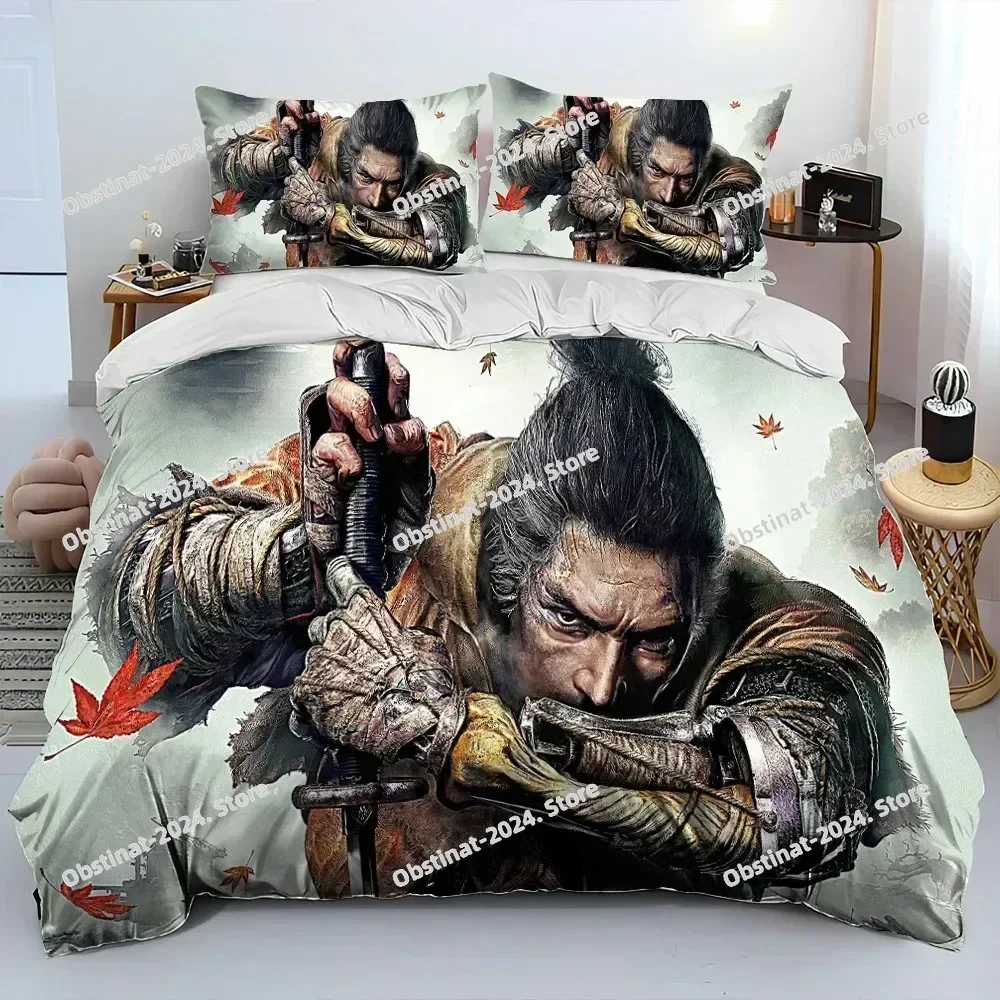new 3D SekiroShadows Die Twice Game Comforter Bedding Set,Duvet Cover Bed Set Quilt Cover Pillowcase,king Queen Size Bedding Set