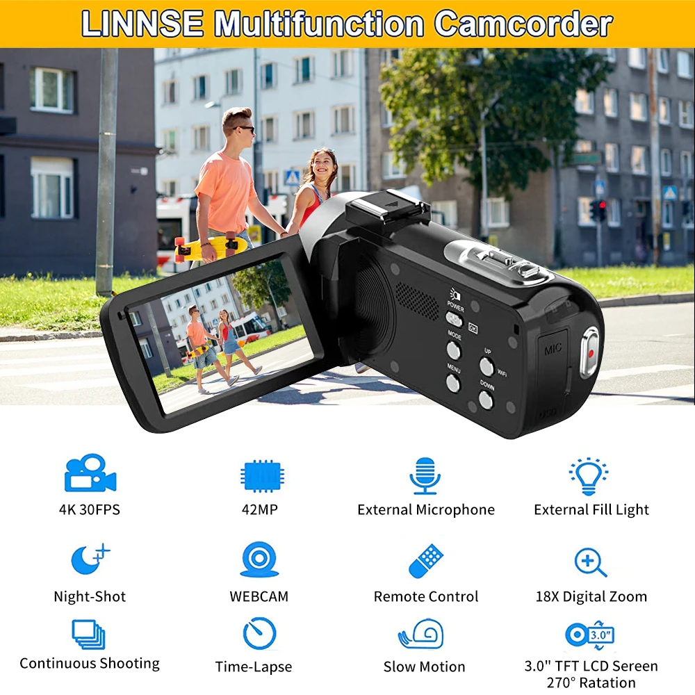 Videocamera Digitale 1080P 48MP Zoom 18X Vlogging Youtube Con SD Videocamera Digitale 1080P 48MP Zoom 18X Vlogging Youtube Con SD