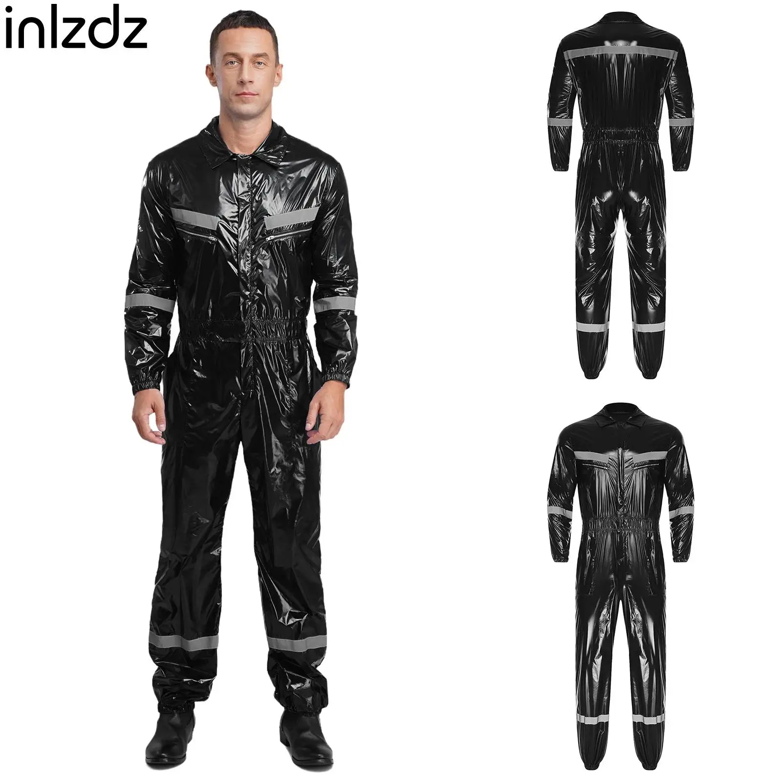 

Mens Halloween Cosplay Costume One-piece Spraying Paint Jumpsuit Waterproof Lightweight Coverall Long Sleeve Workwear Jumpsuit