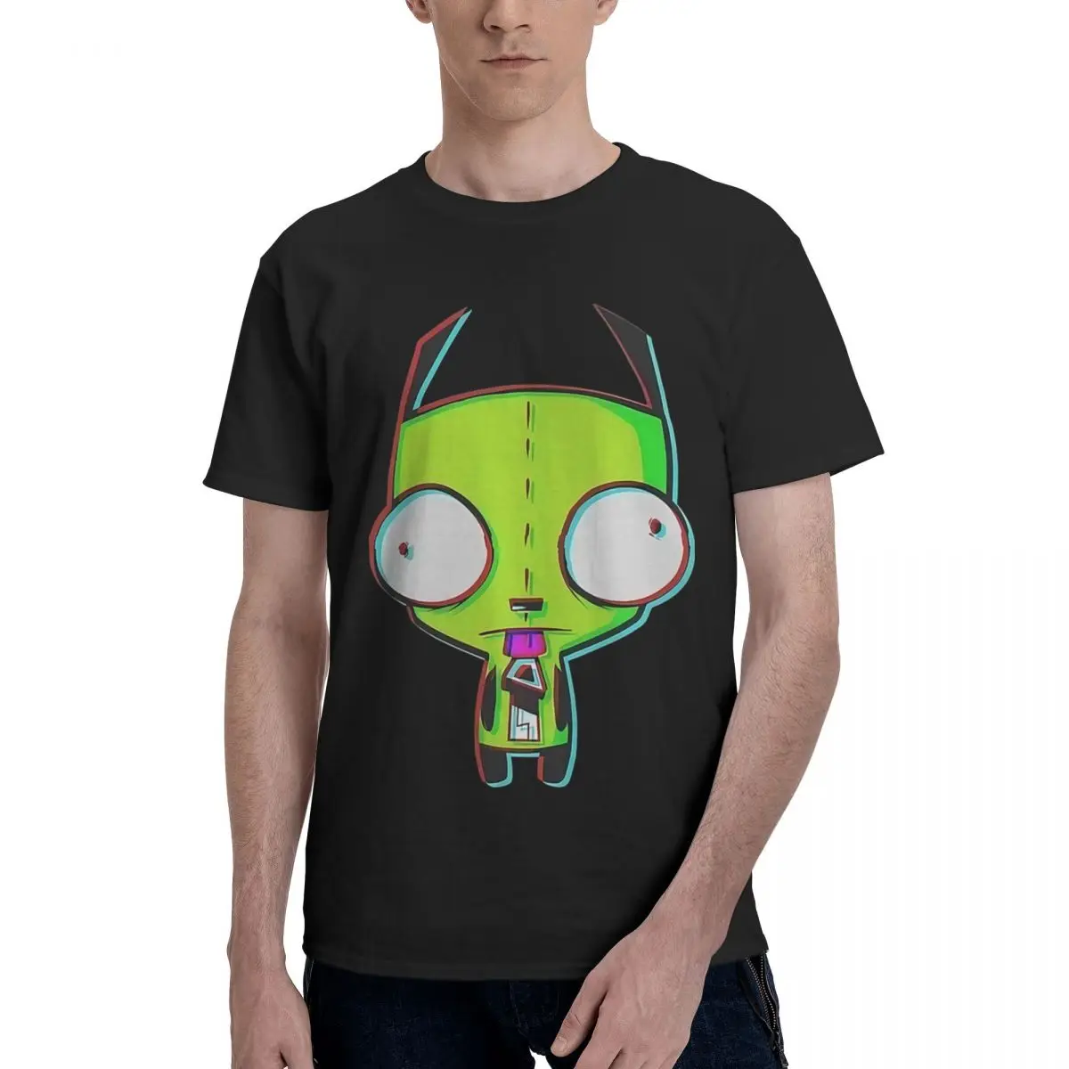 

Glitch'd Gir Invader Zim Graphic 100% Cotton Casual Breathable Confortable Shirt New Gifts And T-Shirts T Shirt Men
