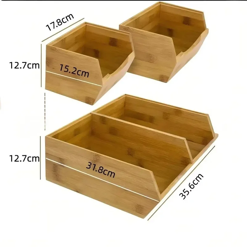 3-Piece stackable kitchen countertop storage box, countertop drawer storage box for potatoes and onions, new desk office