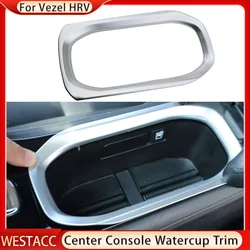 ABS Chrome Car Center Console Water Cup Cover Sticker for Honda Vezel HRV HR-V 2014 - 2020 Decoration Accessories