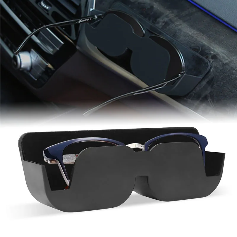 

Car Glasses Holder Plastic Multi-Function Glasses Storage Box With Felt Pad For Car Interior Self-Adhesive Storage Racks