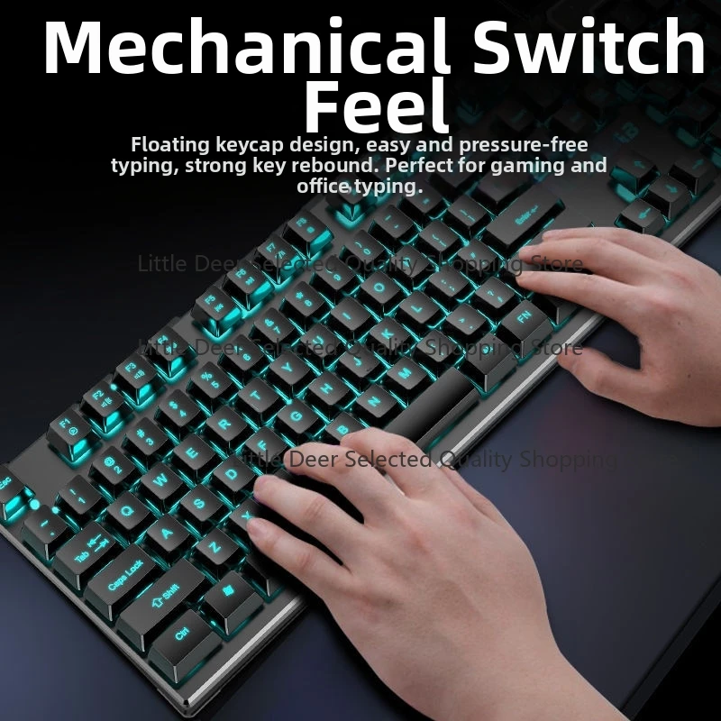 g Wired Mechanical Keyboard Mouse Set RGB Backlit 1600 DPI Durable ABS Keycaps 104 Keys Human-Ergonomic Design