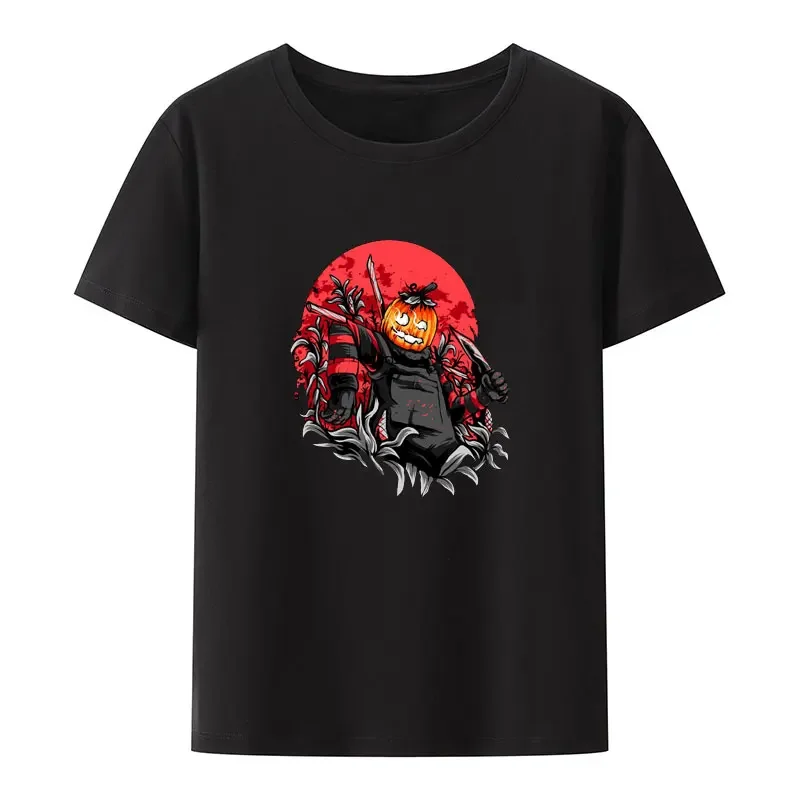 Classic Halloween Pumpkin Monster Scarcrow Cotton T Shirt Harajuku Casual Print Tops Men Women Short-sleev Fashion Hipster Shirt