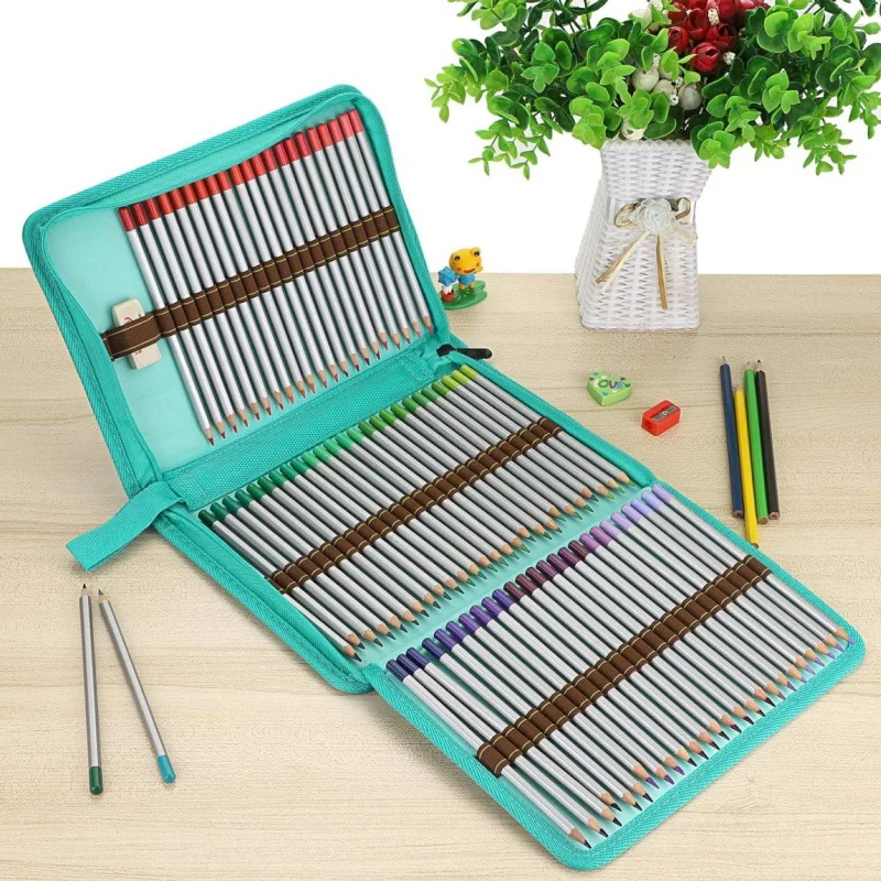 Pencil Case School Supplies 72 Slots Colored Pencilcase for Girls Stationery Organizer Large Capacity Pen Bag Fold Box Pouch Kit