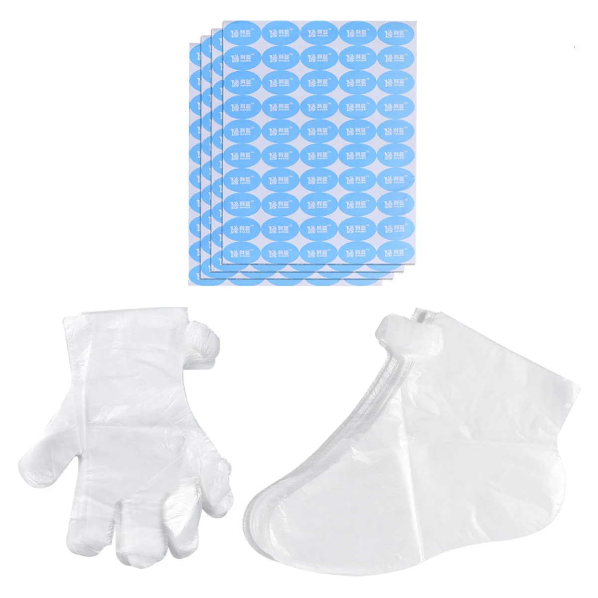 800Pcs Disposable Plastic Gloves Large Size Oil Resistant One-Off Foot Cover Pedicure Gloves Stickers Set Disposable Foot Strap