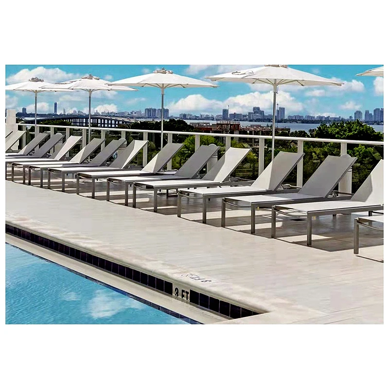 Outdoor Textilien Sunbed Long Reclining Daybed Patio Seating Lounge Chair Adjustable Sun Loungers Pool Furniture Modern 10 Pcs