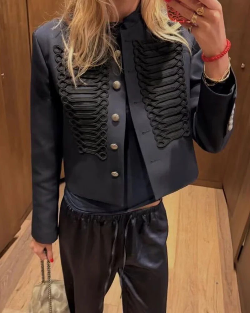Women's Jacket 2026 New Spring Autumn Long Sleeve Button Single-Breasted Short Jacket Personality Fashion Female Outerwear