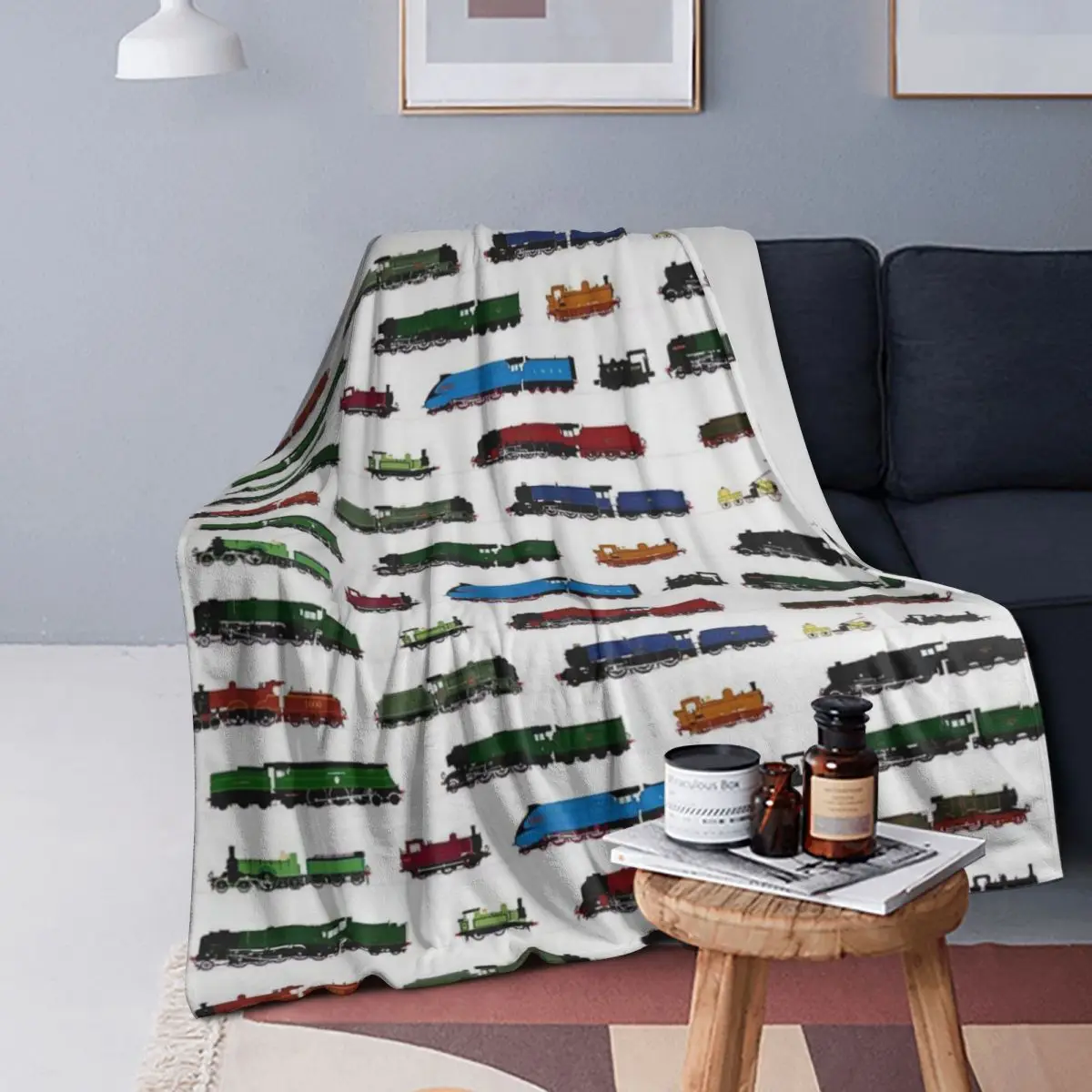 

Iconic British Steam Trains Blankets Soft Warm Flannel Throw Blanket Bedspread for Bed Living room Picnic Travel Home Couch