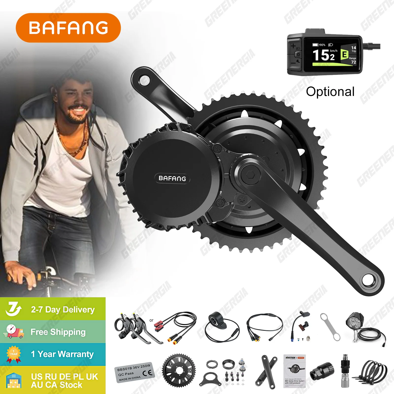 Bafang 48V 52V 1000W CAN Motor BBSHD Ebike Conversion Kit Electric Bicycle Mid Drive Engine BBS03 M615 MM G320.1000.C