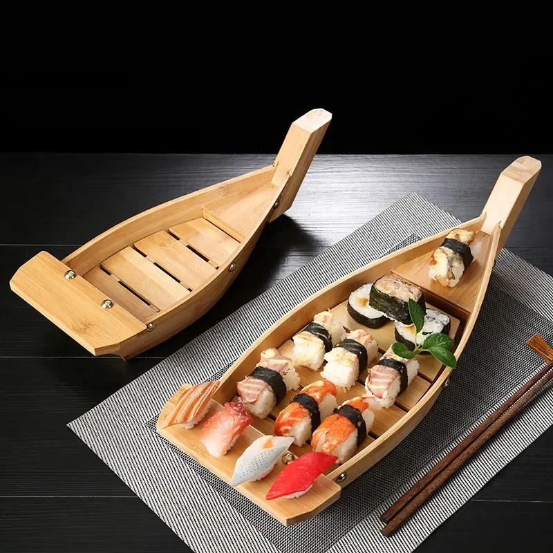 Japanese Cuisine Sushi Boats Sushi seafood Tools bamboo Wood Ship Handmade Sashimi Assorted Cold Dishes Tableware Bar Suppliers