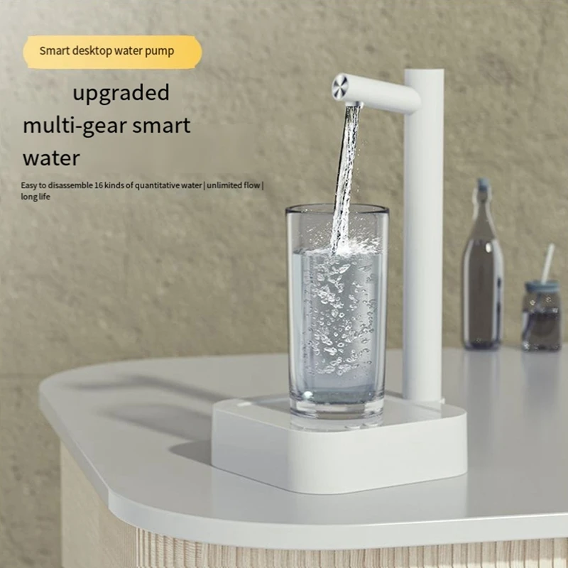 6 livelli di pompaggio quantitativo del livello dell'acqua pompa dell'acqua Desktop intelligente, ricarica portatile di tipo C, installazione facile e durevole bianca
