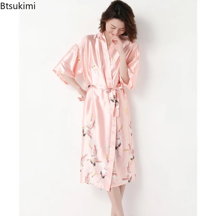 2026 Women's Summer Sexy Nightwear Gown Set 2PC V-Neck Pajamas Silky Sleepwear Lady Sleep Suit Robe Wear Home Negligee Homewear
