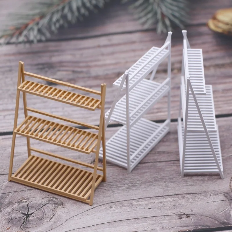 

1:12 Dollhouse Miniature Flower Stand Rack Three-tiered Bookshelf Furniture Scene Toy Doll House Decor Accessories