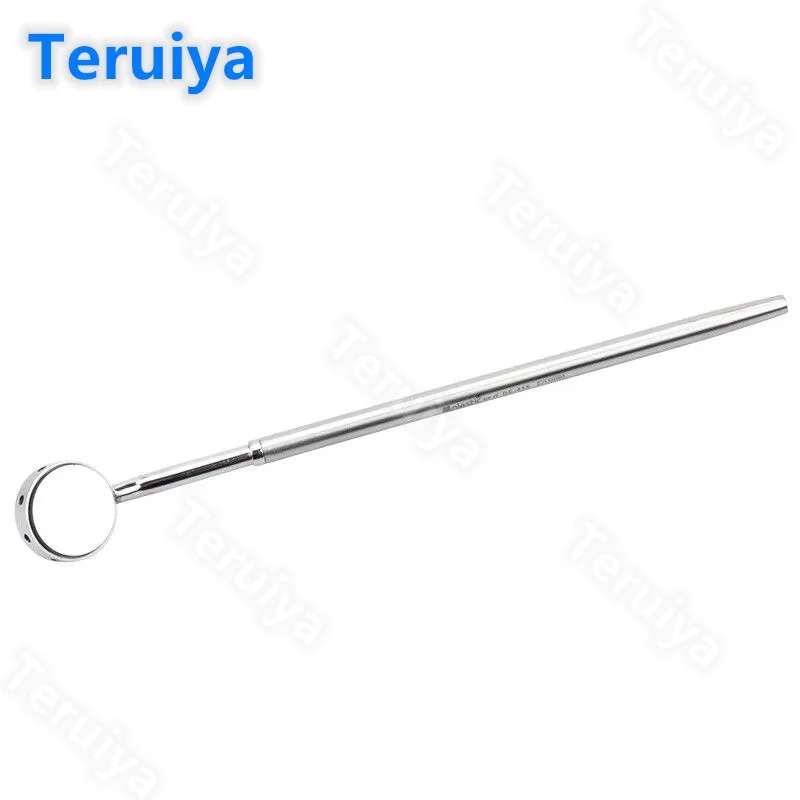 Professional Dental Examination Mouth Mirror - Rhodium-Plated Metal Saliva Suction Tool for Oral Implant Surgery