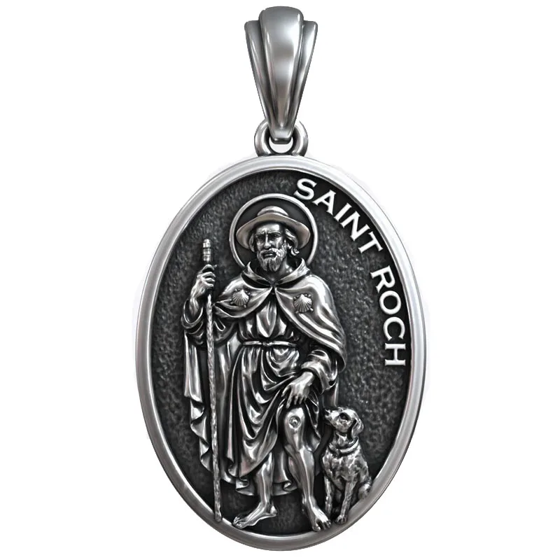 

11g Divine Healer: Saint Roch Medal Rochus Catholic Christian Pendant Customized 925 SOLID STERLING Silver