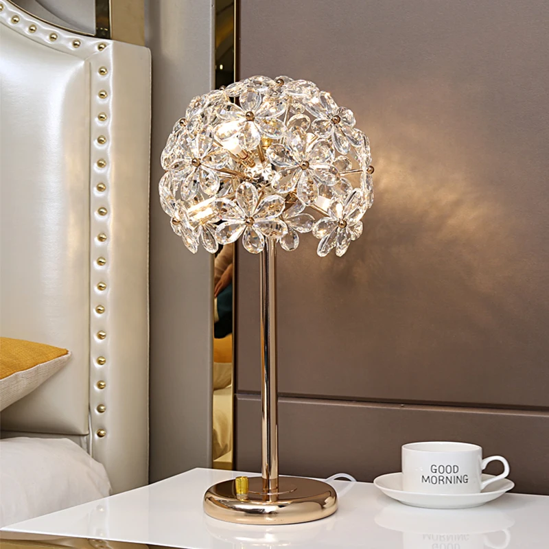 

Crystal desk lamp 2025 new high-end ins living room decorative desk lamp bedroom