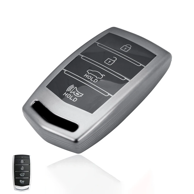 For HYUNDAI 2020 Genesis G70 G80 EQ900 G90 4 Buttons TPU Car Smart Key Case Cover Auto Key Fob Shell Protector Accessories