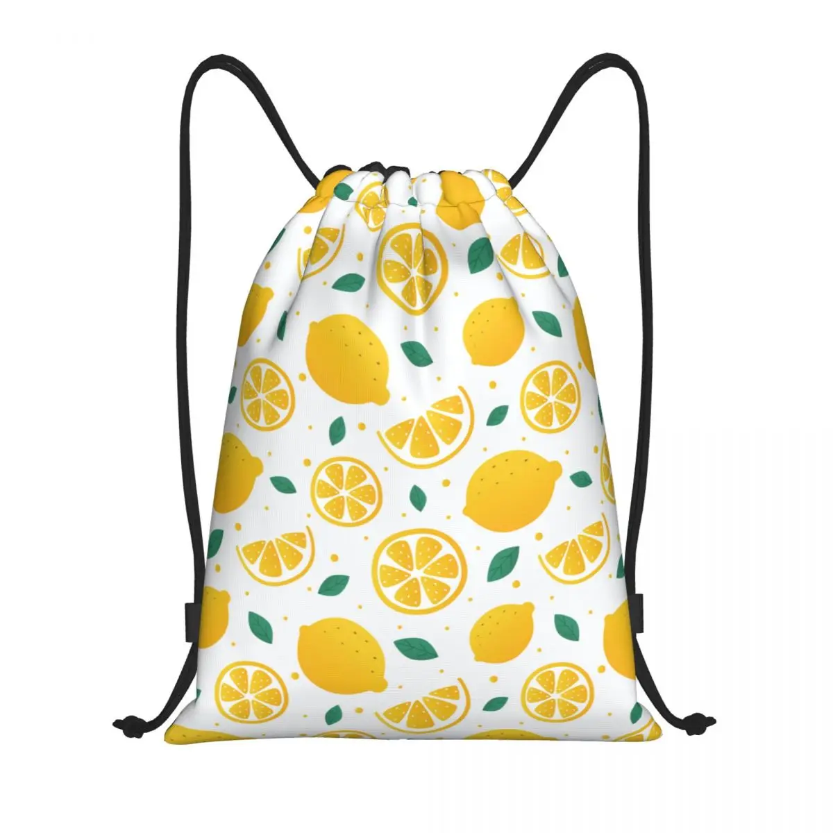 Custom Summer Tropical Fruit Lemon Drawstring Backpack Women Men Sport Gym Sackpack Foldable Training Bag Sack