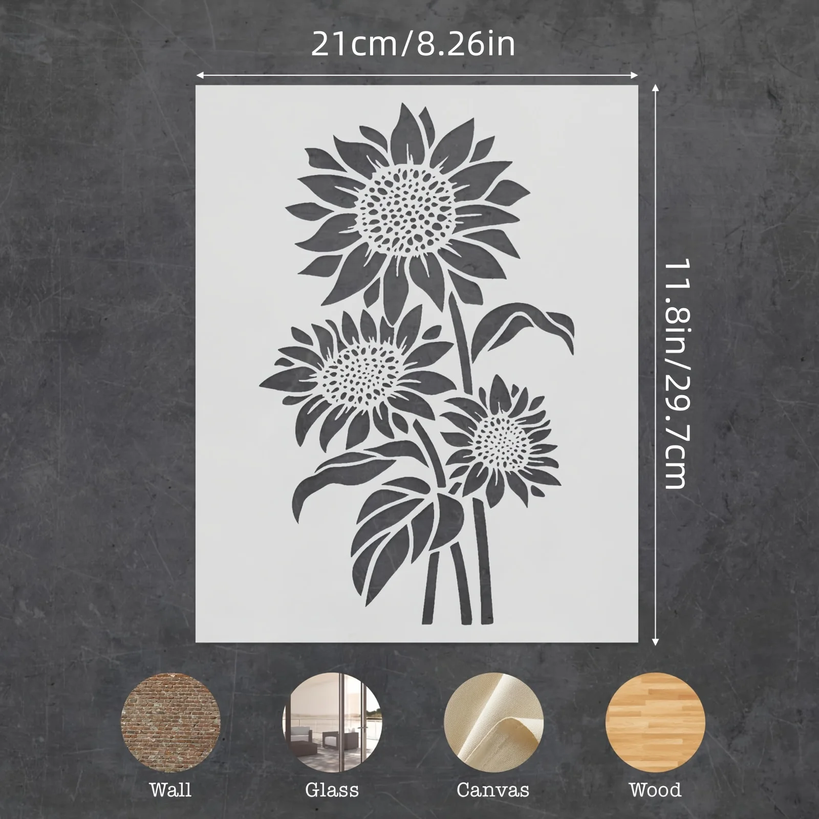 قالب رسم عباد الشمس DIY قابل لإعادة الاستخدام بحجم A4 للمنزل والحديقة وديكورات الزهور أداة رسم فنية خشبية خارجية