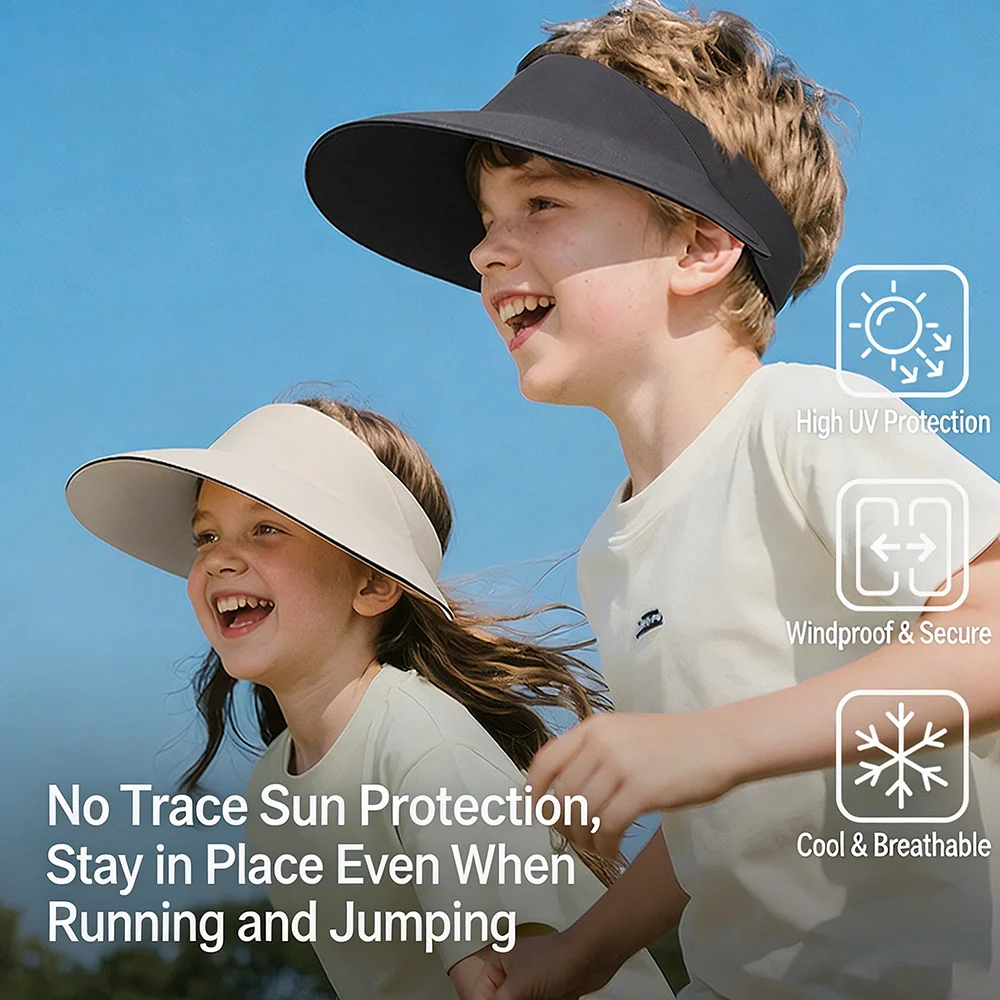 Foldable Empty Top Sun Hat For Boys Girls Summer Outdoor UV Protection Hat Breathable Seamless Portable Anti-ultraviolet Visor S