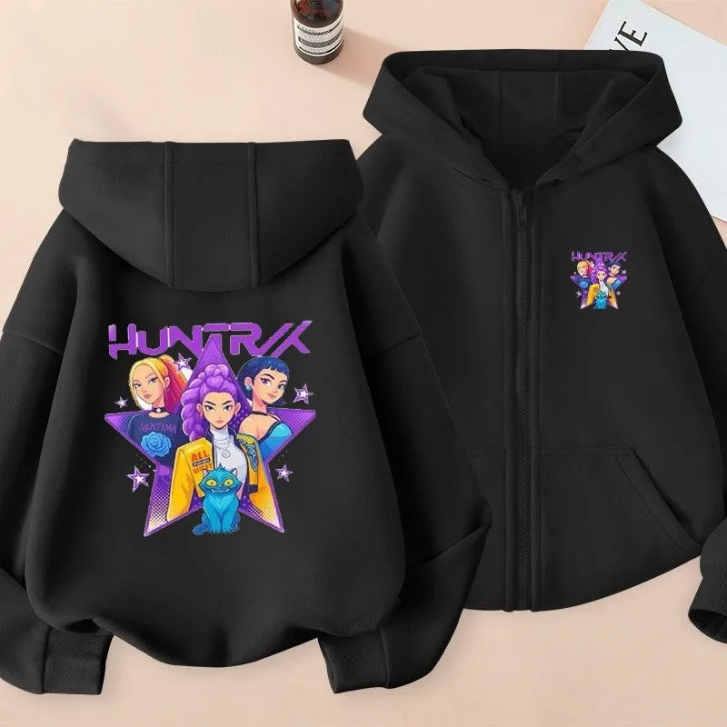 KPop デーモンハンターズ ミラ ルミ ゾイ 新しい甘いクリエイティブなアニメ漫画パターンファッションパーカージッパー緩くて快適なジャケット