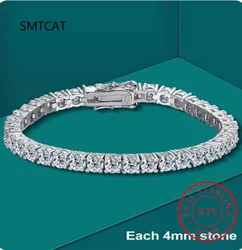 3mm 4mm 5mm Moissanite Tennis Bracelet Full Diamond 925 Sterling Silver with Gold Plated Bracelets Pulseiras For Women Men