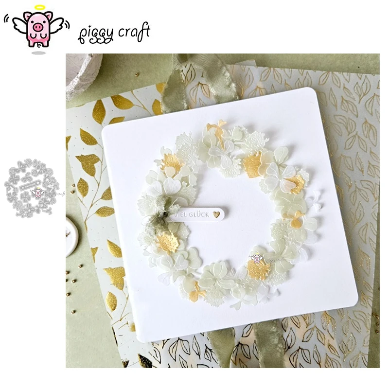 Piggy Craft metal cutting dies cut die mold Flower leaf ring Scrapbook paper craft knife mould blade punch stencils dies