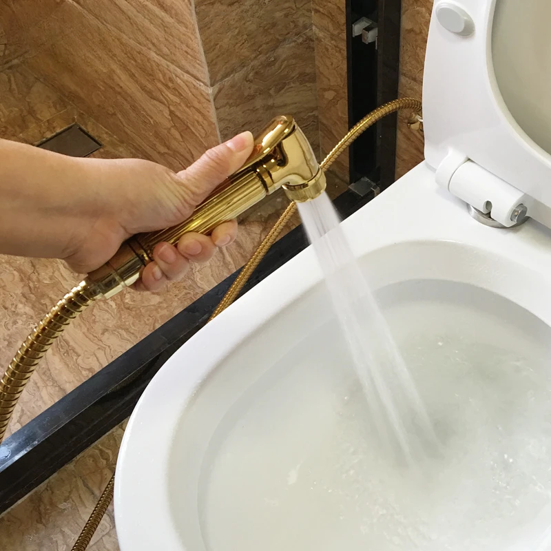 

Gold light luxury flusher toilet toilet significant other copper spray gun pressurized nozzle woman washer cleaning set