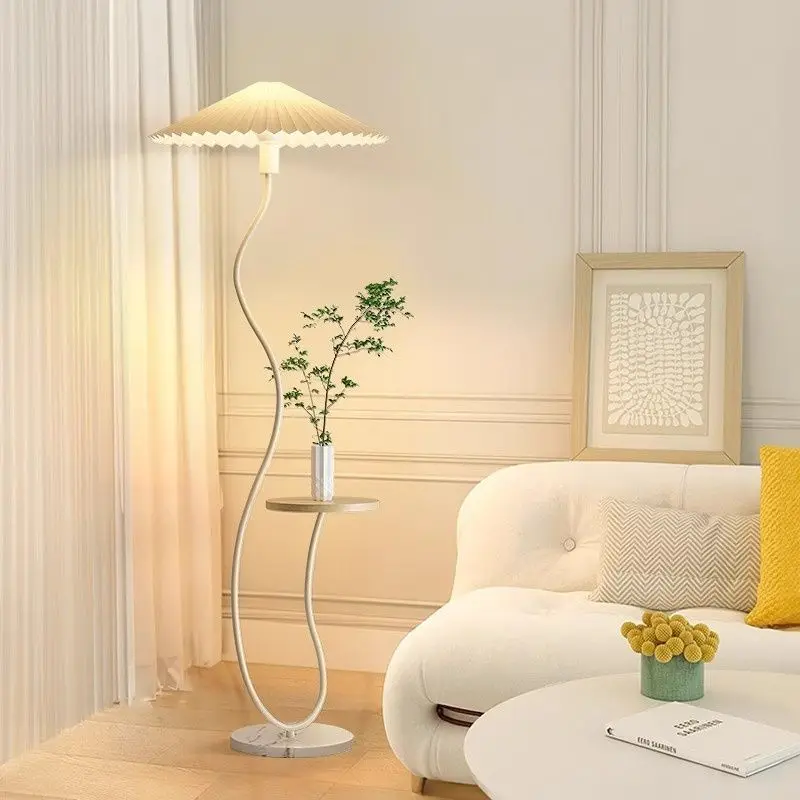 

French Vintage Cream Floor Lamp - Japanese-inspired Ambient Lighting for Living Room/Sofa Decor